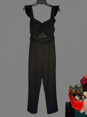 NWT Lovers + Friends Black Flutter Sleeve Cut-Out Jumpsuit XXS